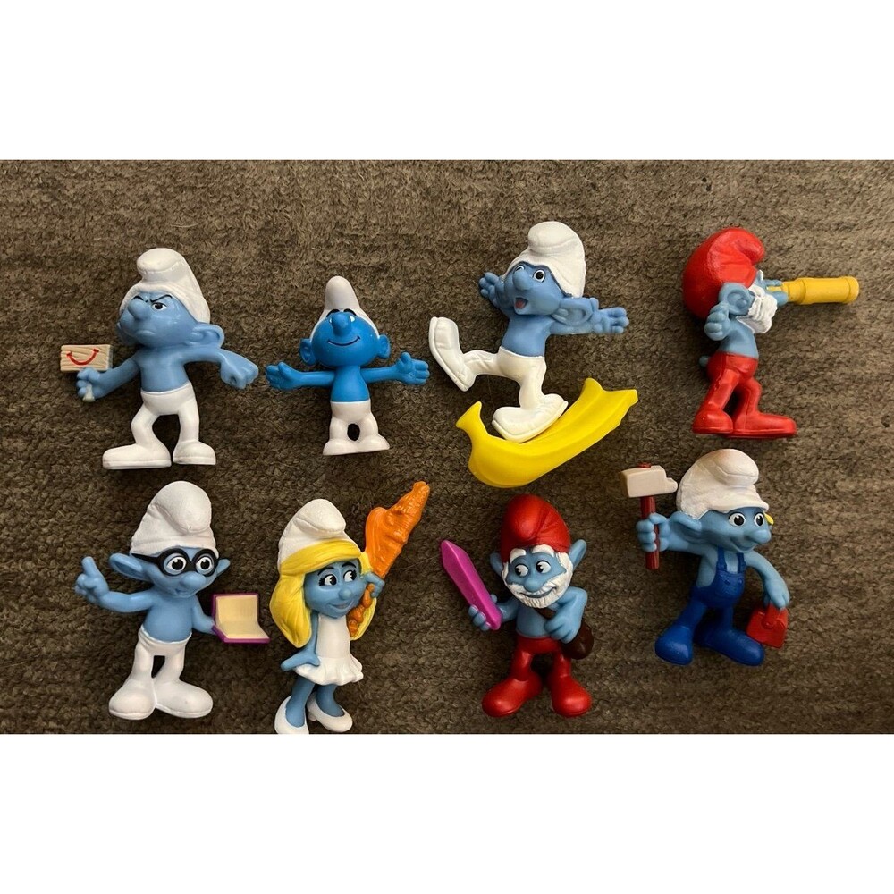 Smurfs PVC Figures Lot of 8 - 2008-2013 McDonald's Toy Bundle Papa Smurfette
